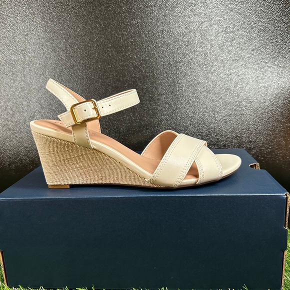 Cole Haan Shoes - Cole Haan Grand 360 Wedge Sandals Womens size 7 Cream Leather Strappy New